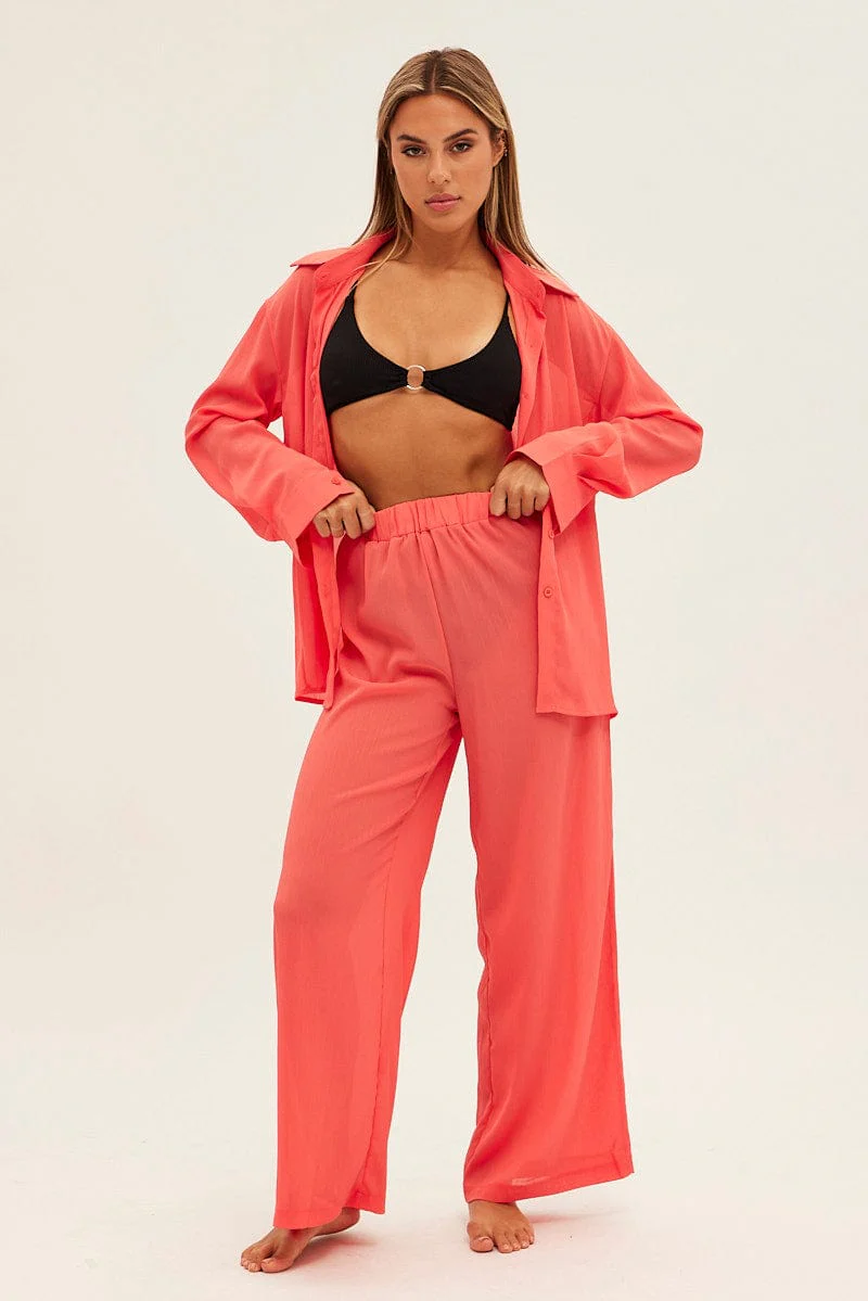 Orange See-Through Beachwear Set - Image 3