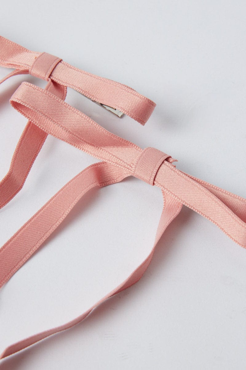 Pink 2 Pack Bow Hair Clips - Image 2