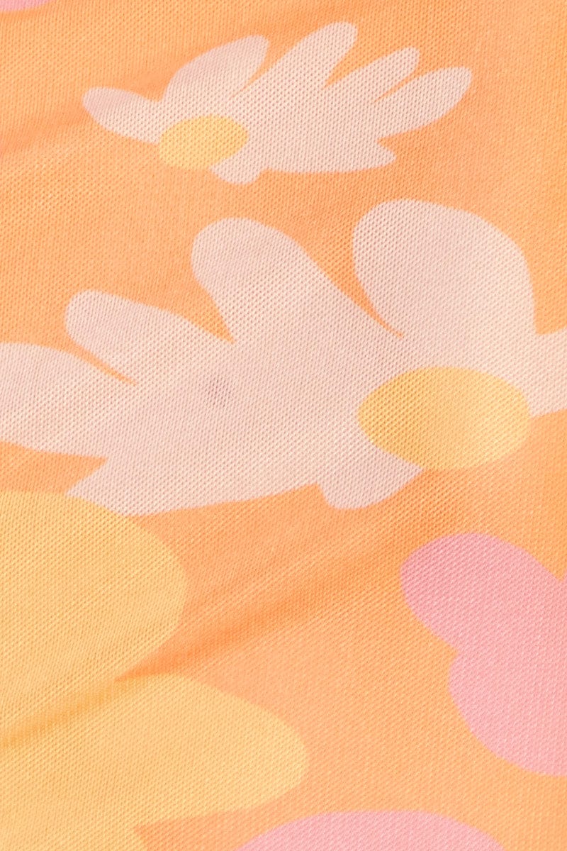 Pink Abstract Landscape Print Mesh Top - Image 6