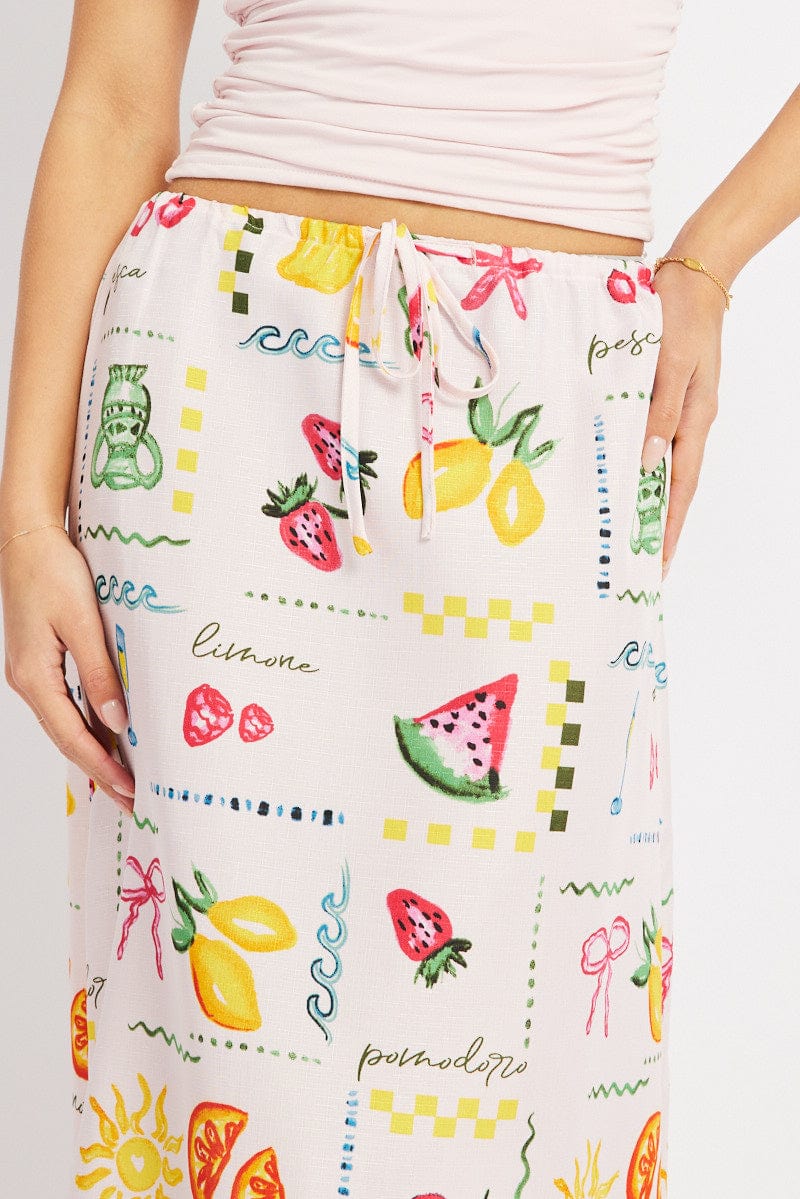 Pink Abstract Midaxi Skirt Relaxed Fit Elastic Waist - Image 6