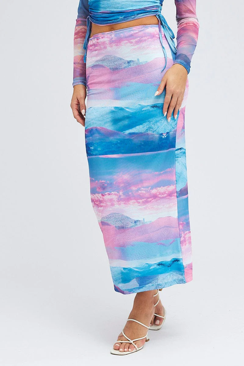 Pink Abstract Midi Skirt Mesh - Image 2