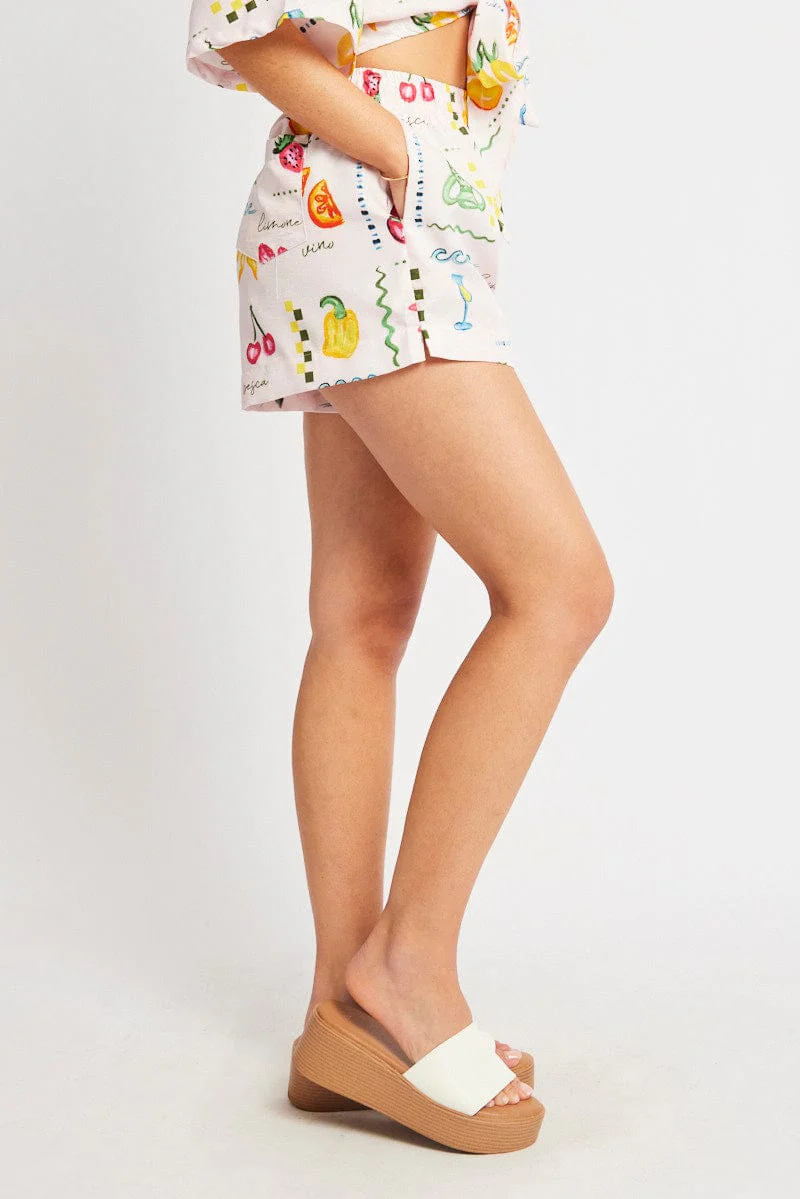 Pink Abstract Relaxed Shorts High Rise - Image 4