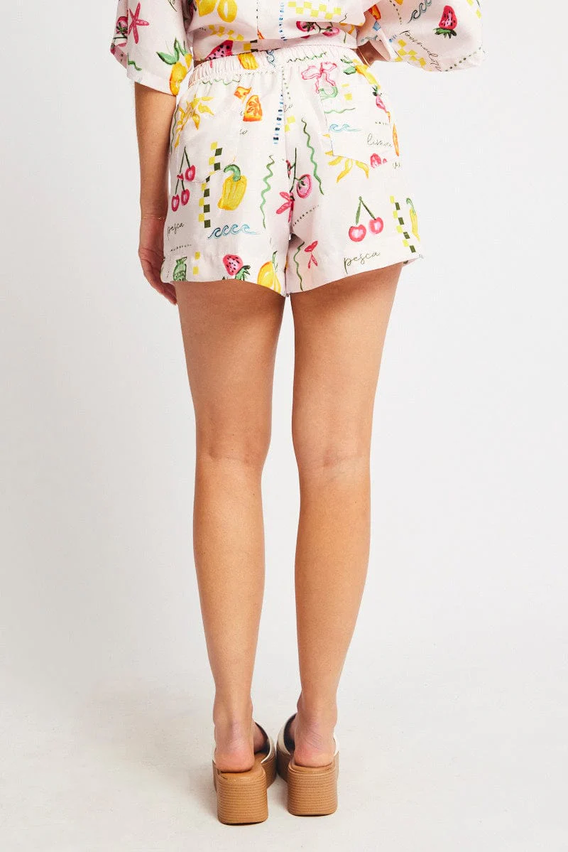 Pink Abstract Relaxed Shorts High Rise - Image 5