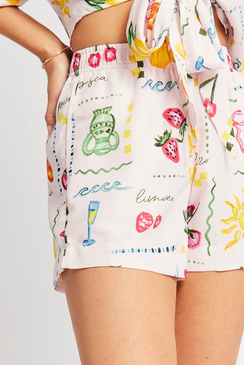 Pink Abstract Relaxed Shorts High Rise - Image 6