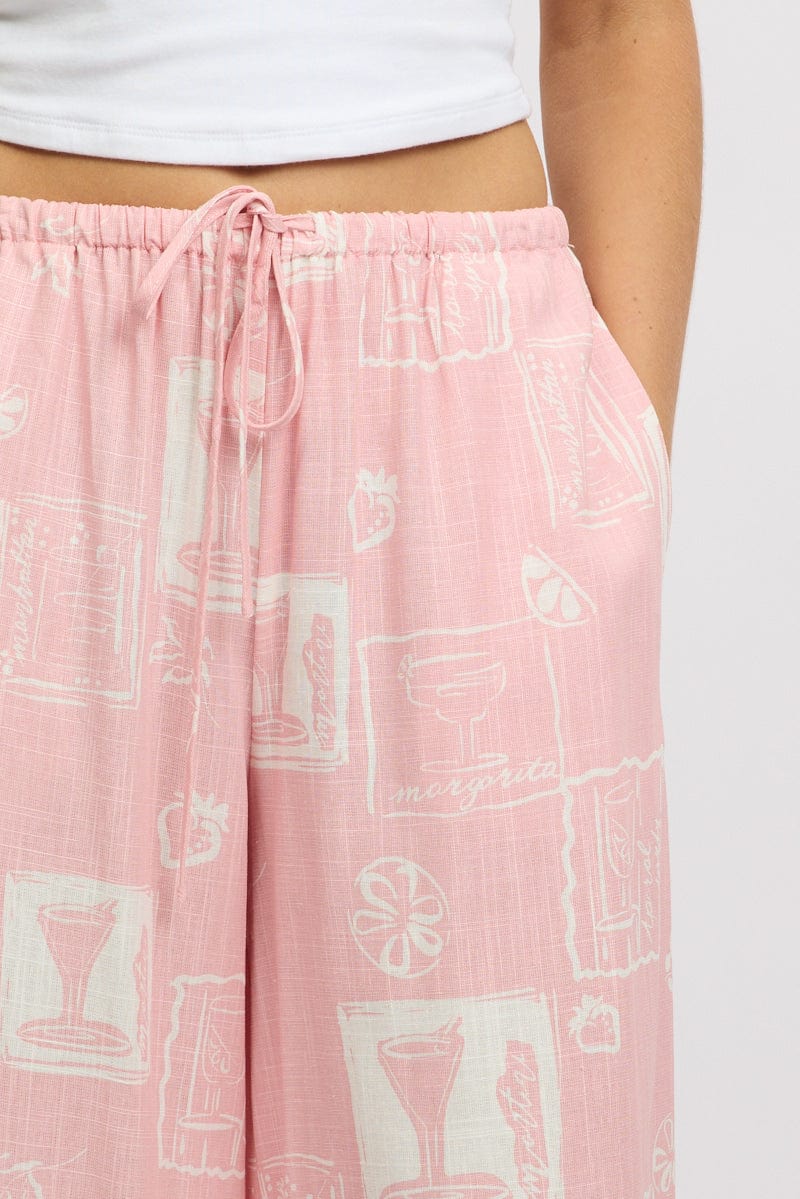 Pink Abstract Wide Leg Pants High Rise - Image 6
