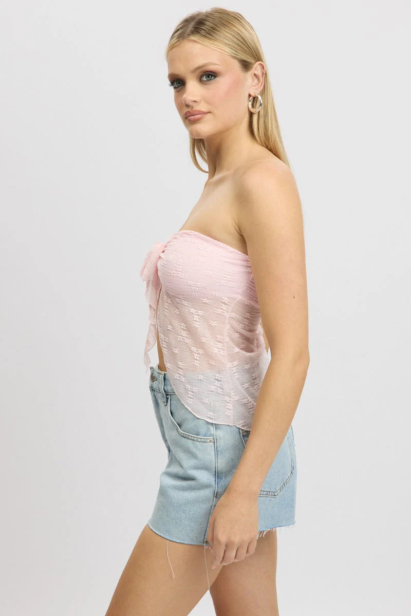 Pink Bandeau Top Lace - Image 4