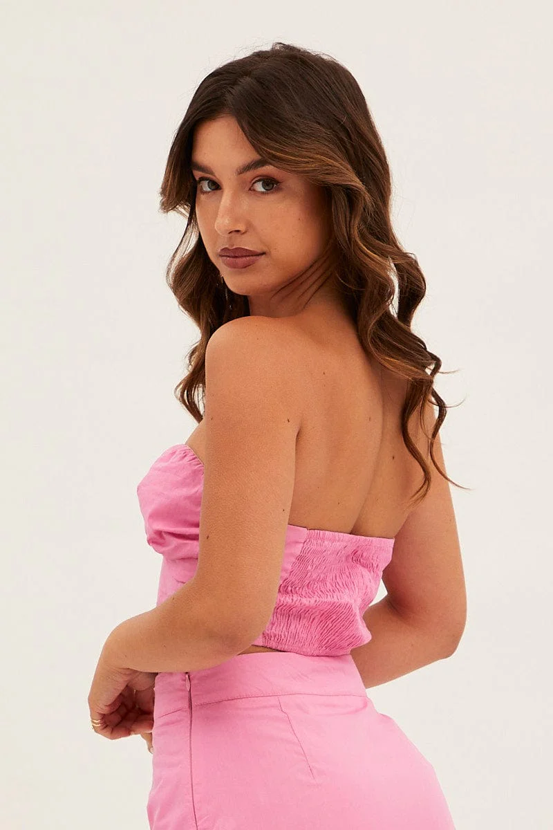 Pink Bandeau Twist Front Sleeveless Crop - Image 5