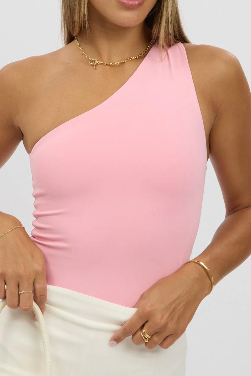Pink Bodysuit One Shoulder - Image 6