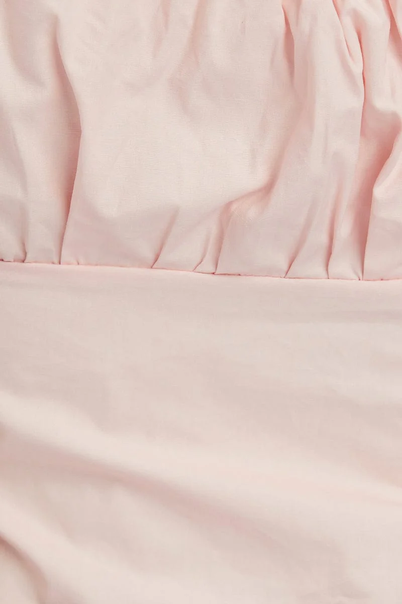 Pink Button Front Puff Sleeve Milkmaid Top - Image 6