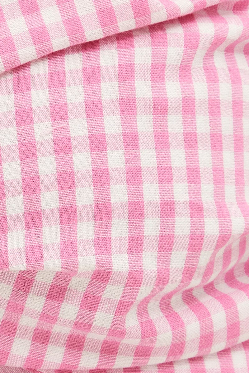 Pink Check Bandeau Twist Front Sleeveless Crop - Image 6
