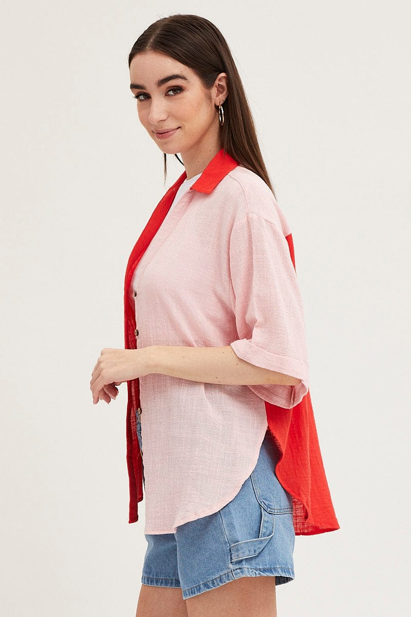 Pink Cotton Half Sleeve Relaxed Shirt - Image 4