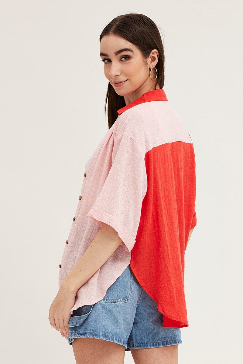Pink Cotton Half Sleeve Relaxed Shirt - Image 5