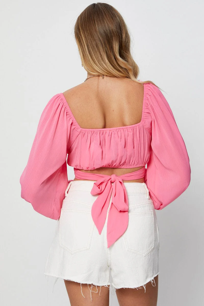Pink Crop Top Long Sleeve - Image 5