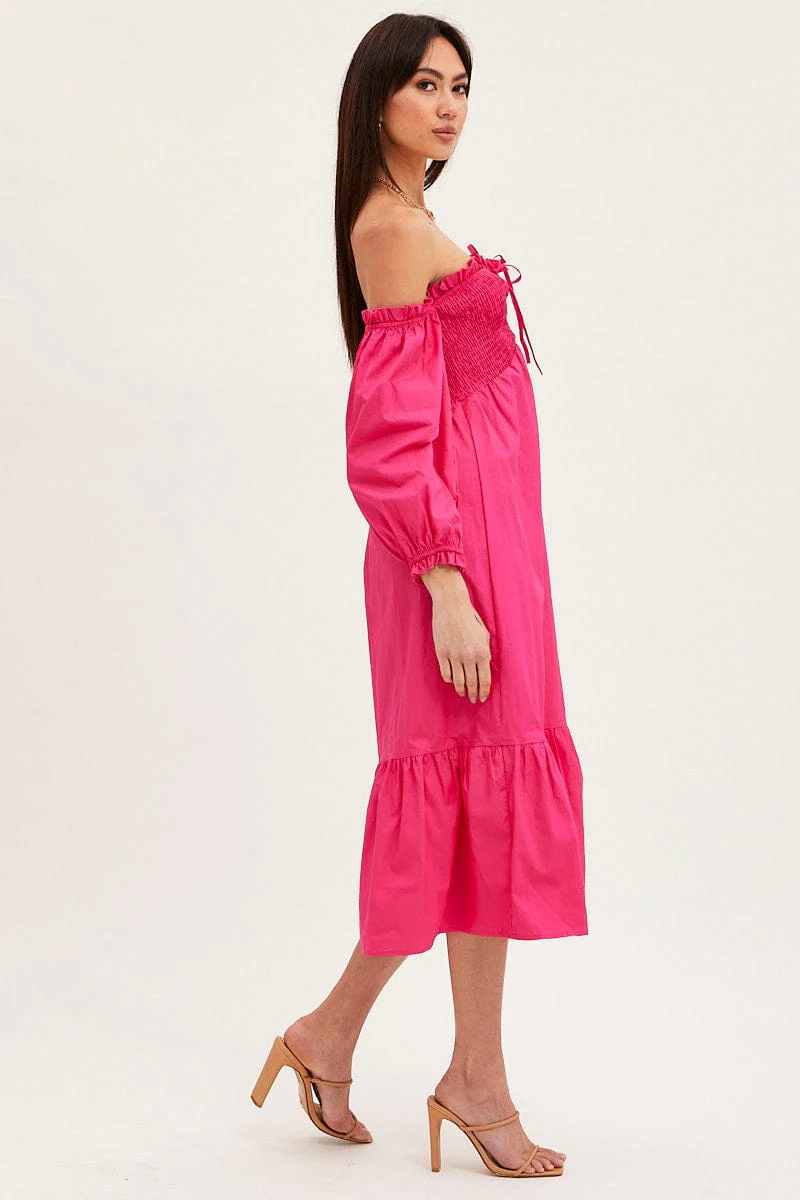 Pink Dress Off Shoulder Maxi - Image 4