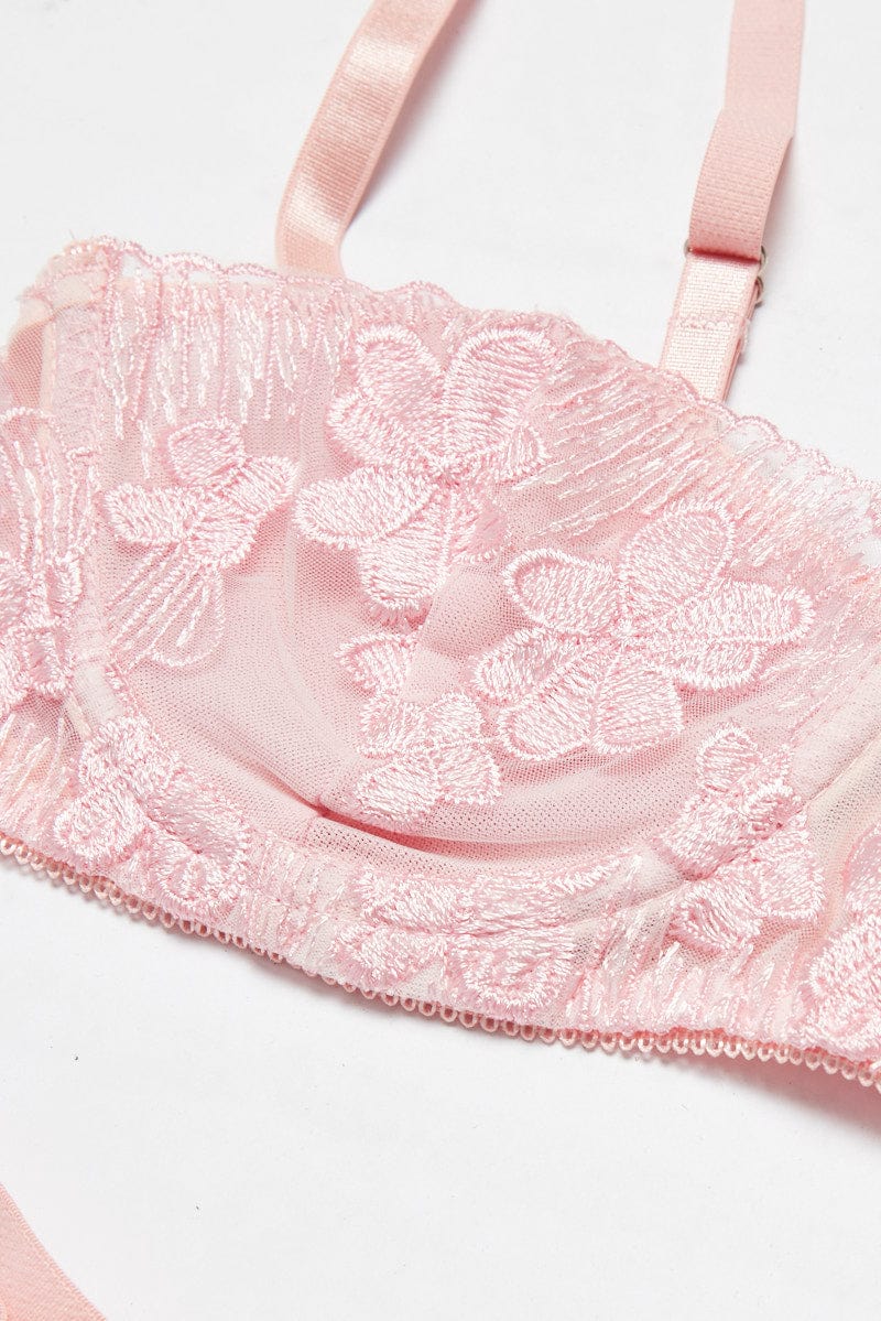 Pink Embroidery Lingerie Set - Image 2