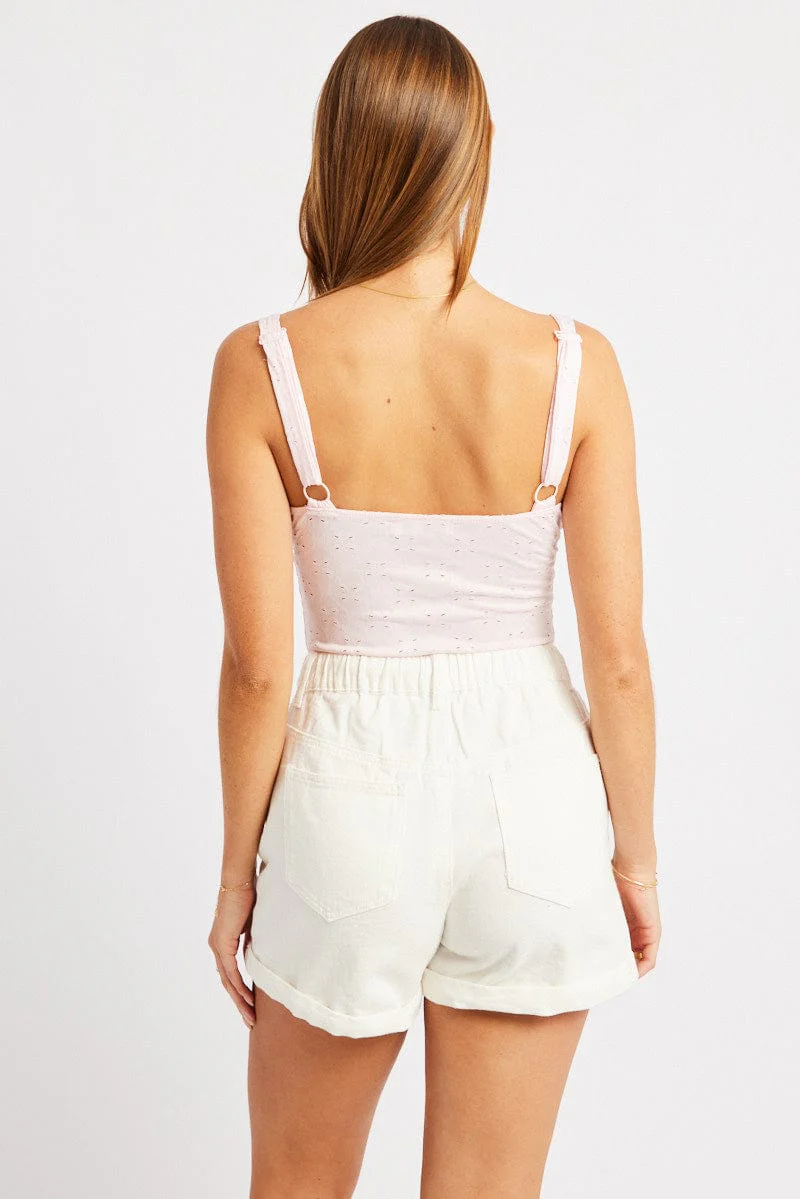 Pink Eyelet Bodysuit Singlet - Image 5