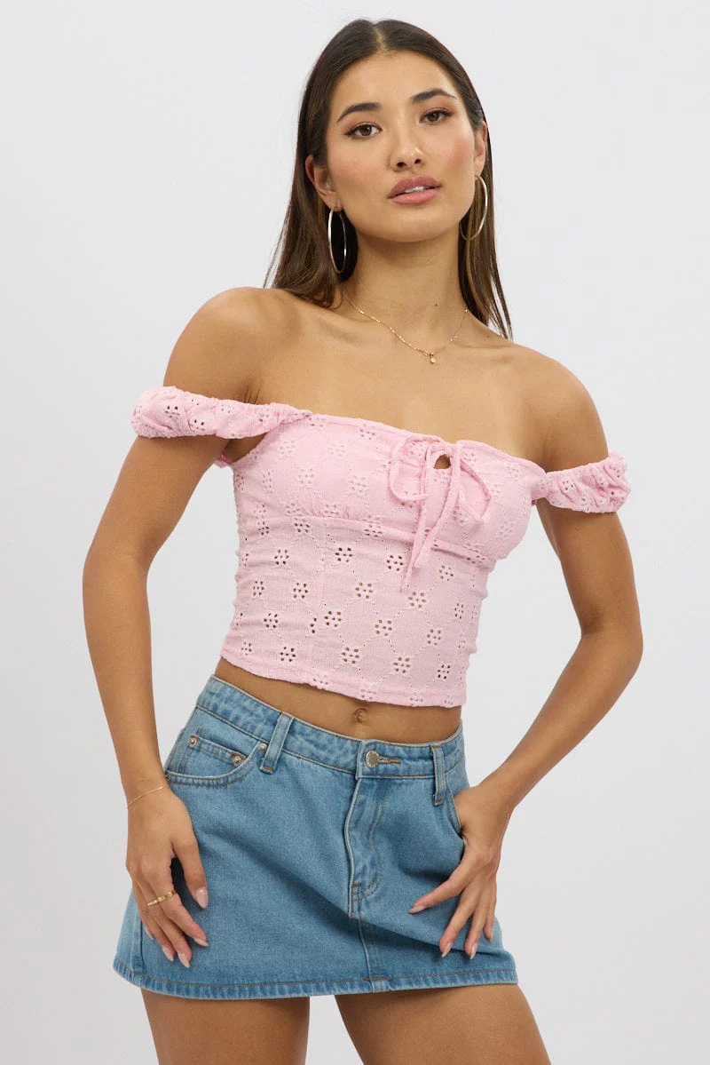 Pink Eyelet Top Sleeveless