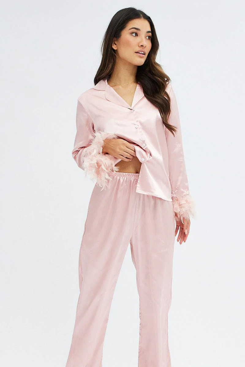 Pink Feather Satin Set - Image 2