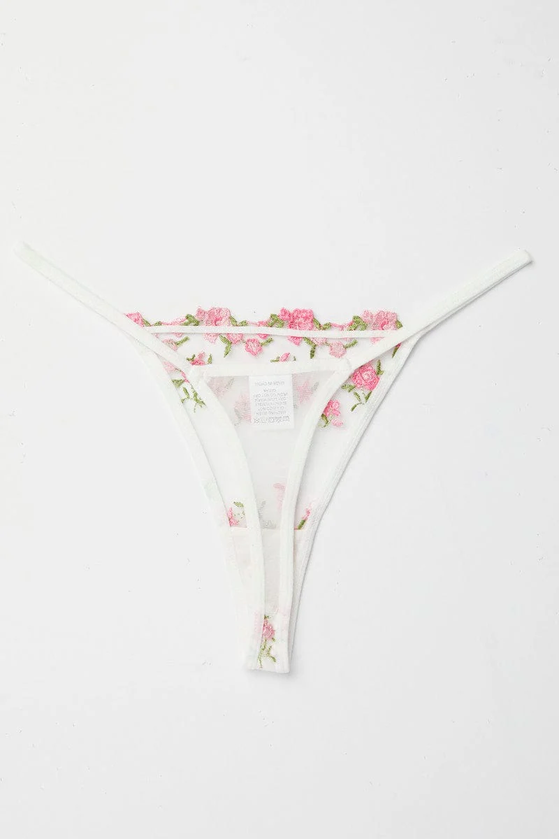 Pink Floral Embroidery Lingerie Set - Image 3
