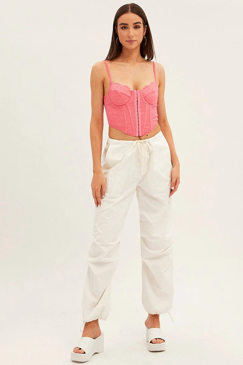 Pink Floral Lace Corset Top Lingerie - Image 2