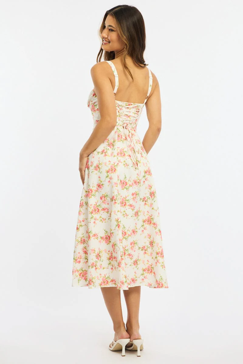 Pink Floral Midi Dress - Image 4