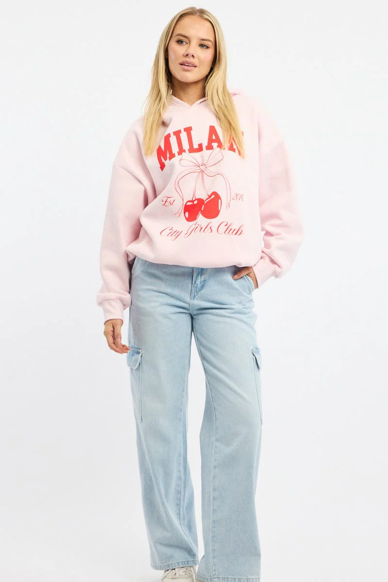 Pink Graphic Sweater Long Sleeve - Image 2