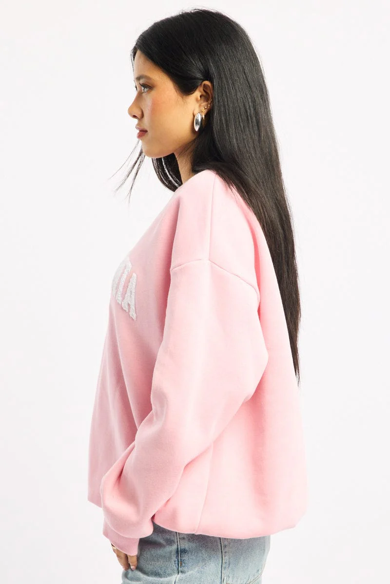 Pink Graphic Sweater Long Sleeve - Image 3