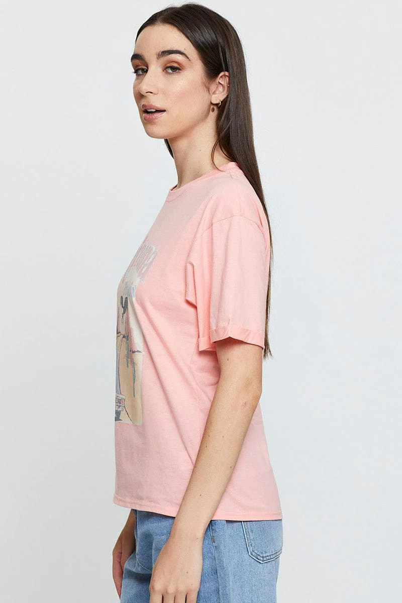 Pink Graphic T-Shirt Short Sleeve - Image 4