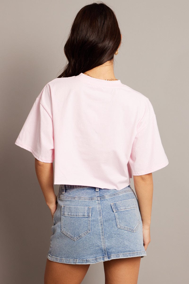 Pink Graphic Tee Crop Short Sleeve - Image 5