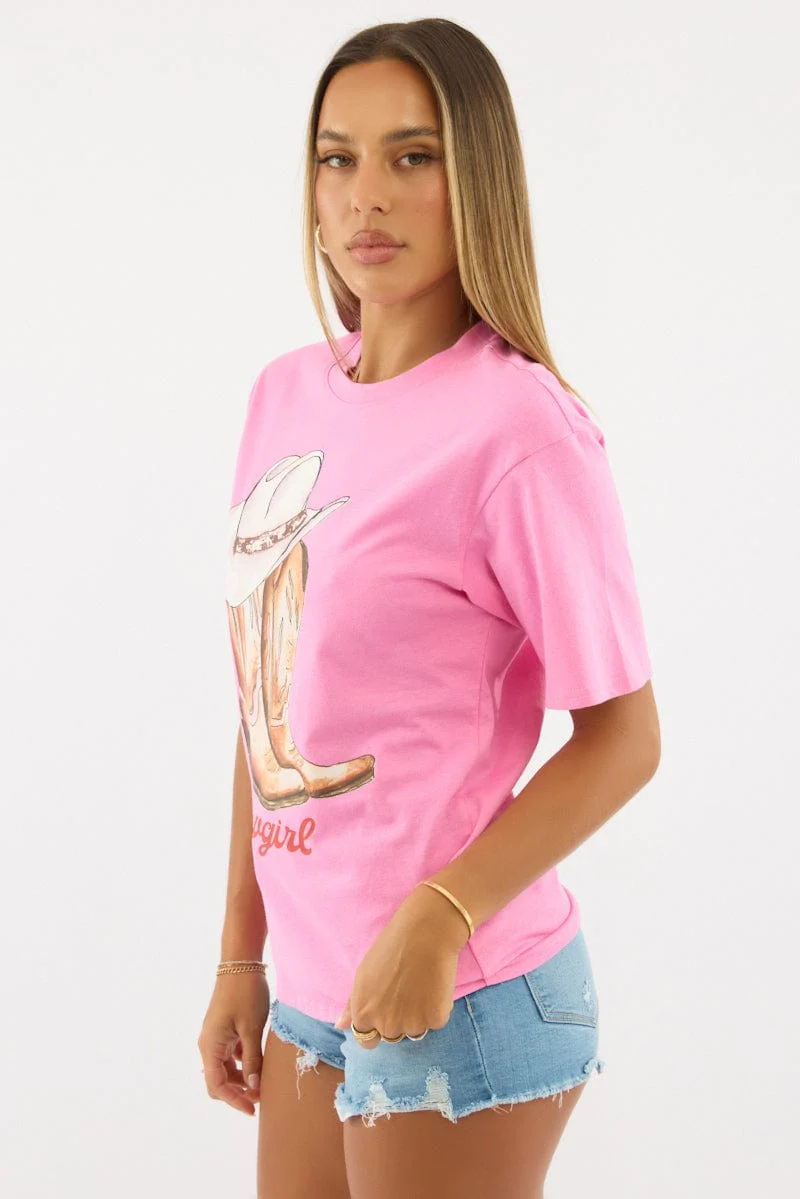 Pink Graphic Tee Short Sleeve - Image 3