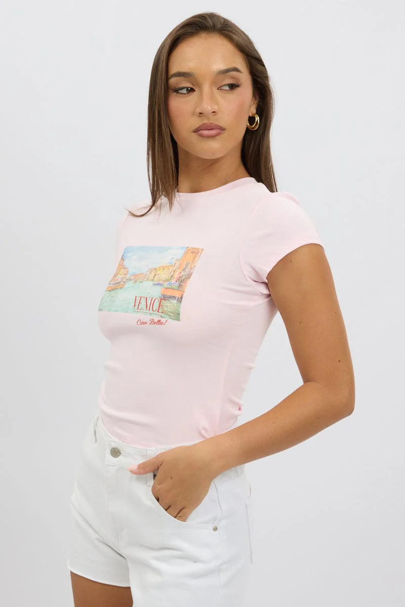 Pink Graphic Tee Short Sleeve - Image 4