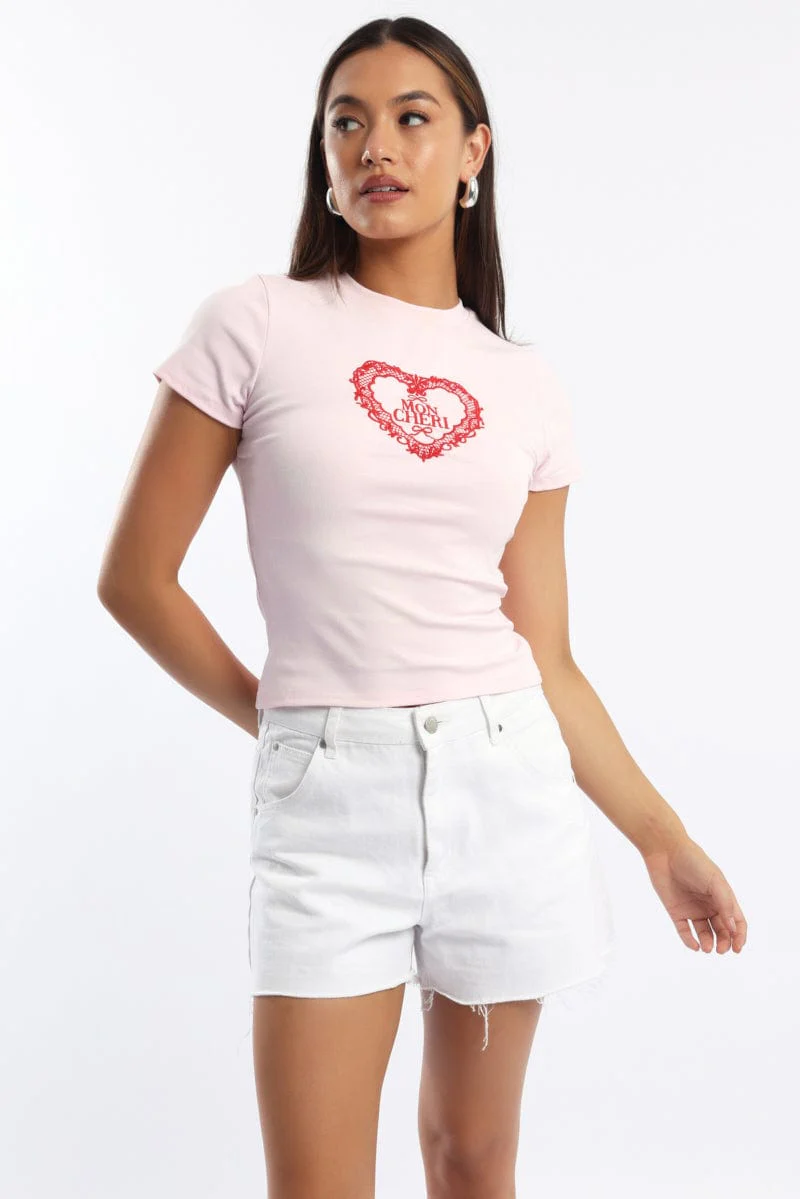 Pink Graphic Tee Short Sleeve - Image 2