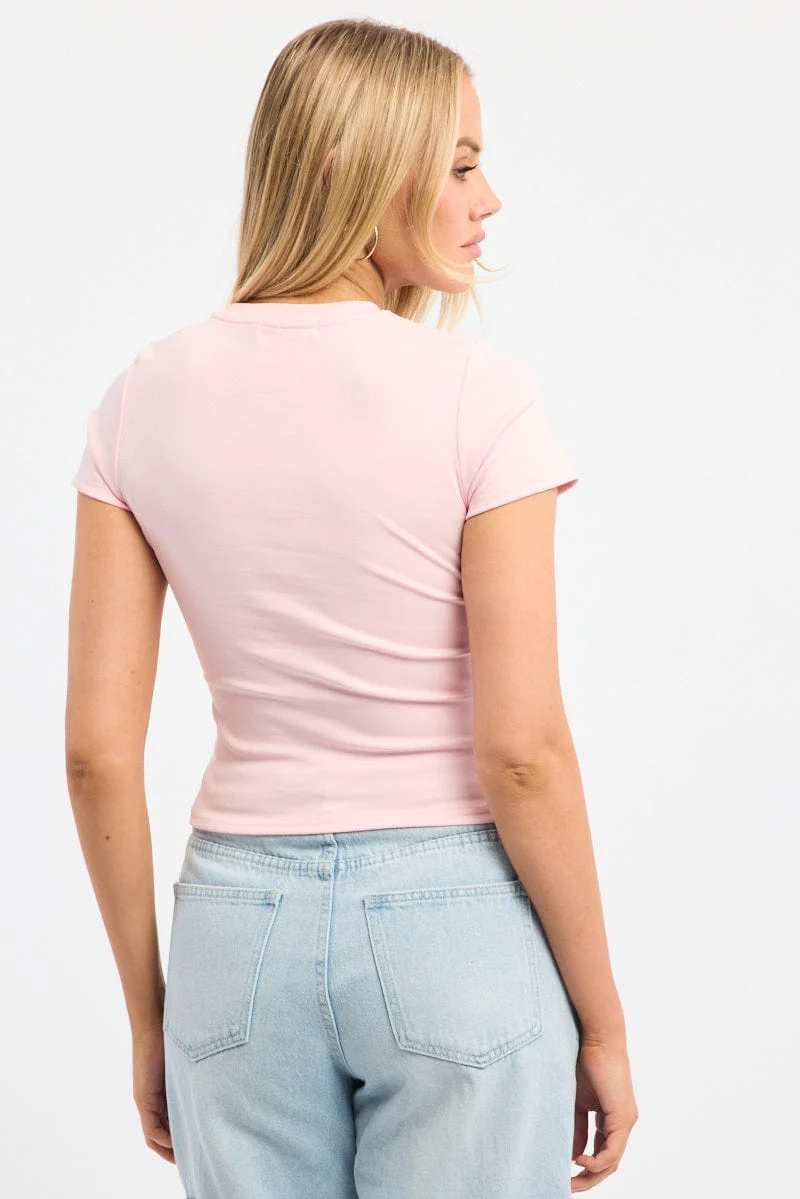 Pink Graphic Tee Short Sleeve - Image 4
