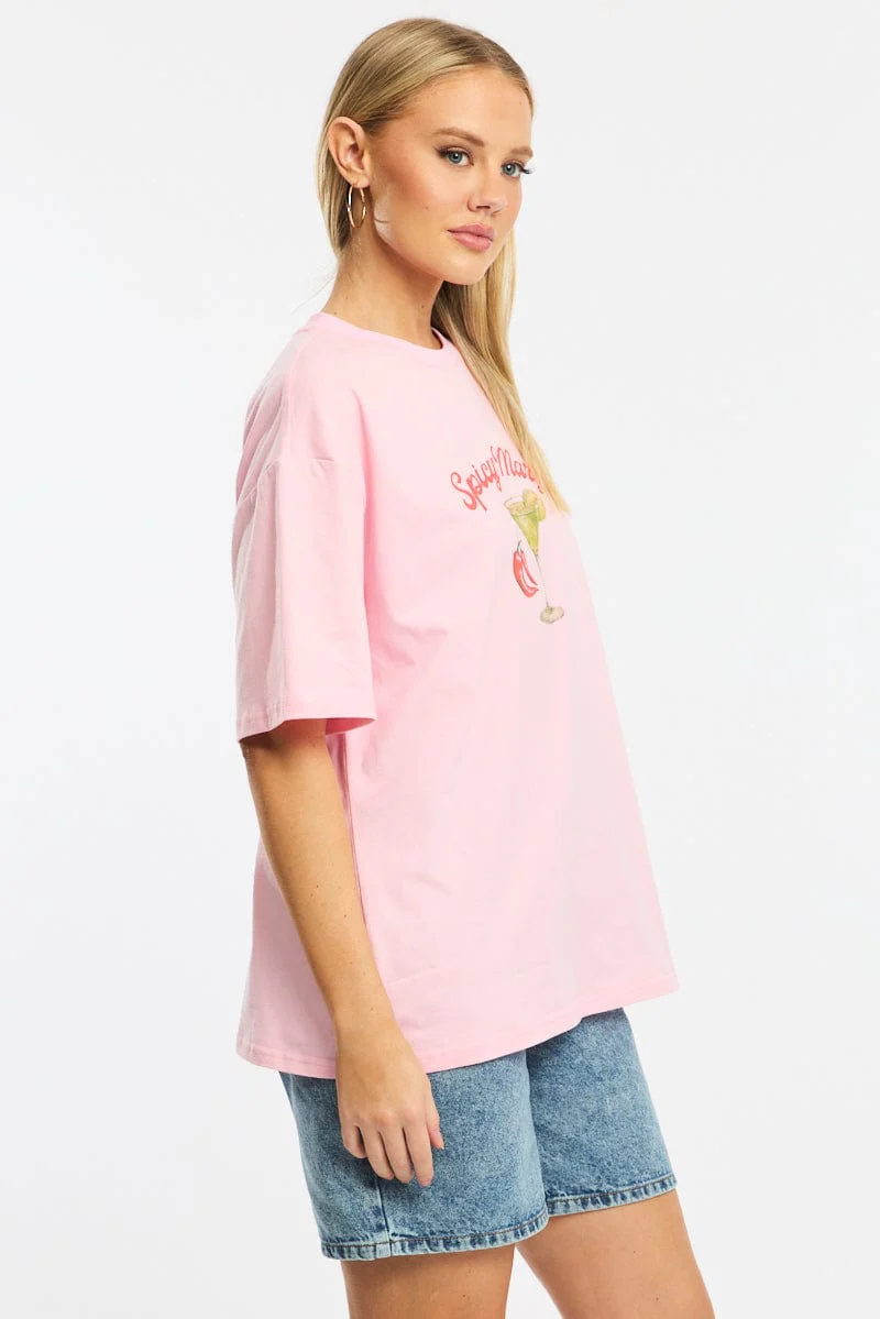 Pink Graphic Tee Short Sleeve - Image 3