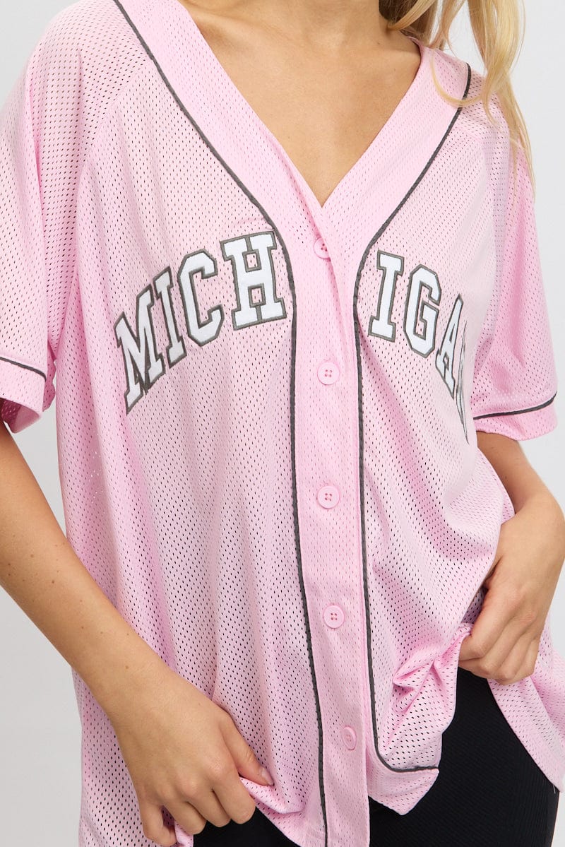 Pink Graphic Top Oversized Short Sleeve - Image 6