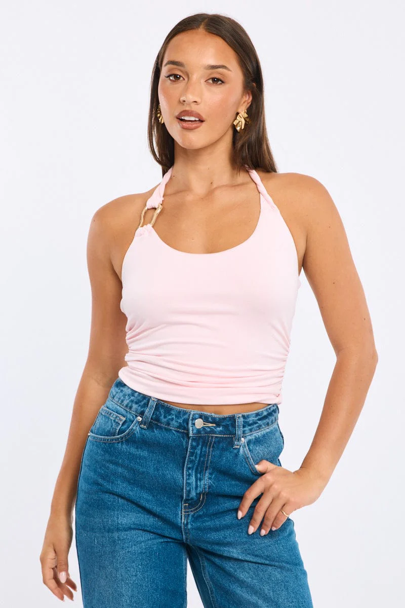 Pink Halter Neck Top