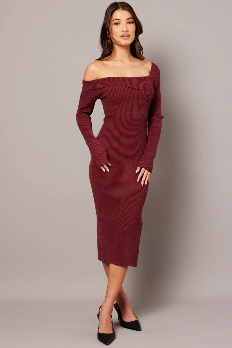Pink Knit Dress Long Sleeve - Image 2