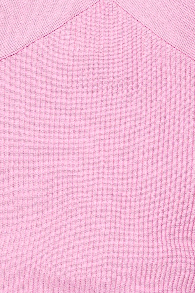 Pink Knit Top Sleeveless Halter - Image 6