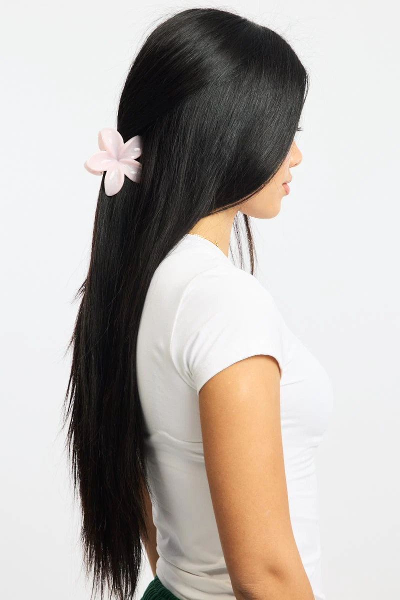 Pink Marbled Flower Claw Clip - Image 2