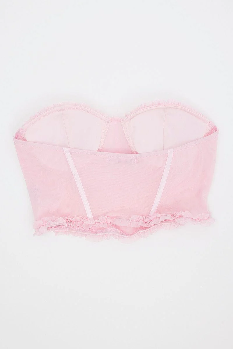 Pink Mesh Corset Top Lingerie - Image 3