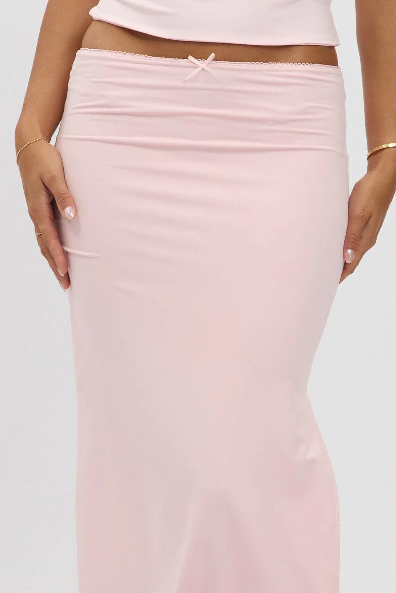 Pink Midaxi Skirt High Rise Supersoft Picot Trim Lined - Image 6