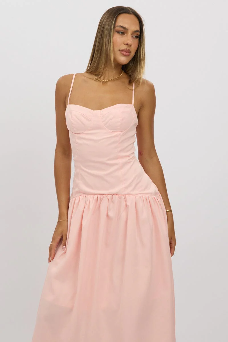 Pink Midi Dress Drop Waist - Image 2