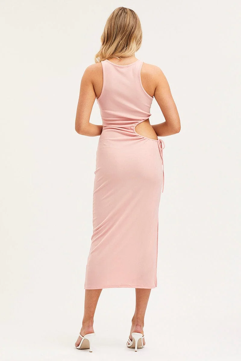 Pink Midi Dress Sleeveless - Image 5