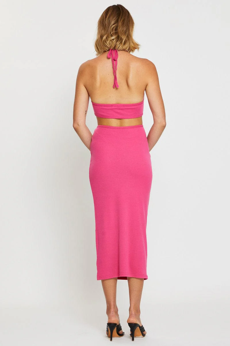 Pink Midi Dress Sleeveless - Image 5