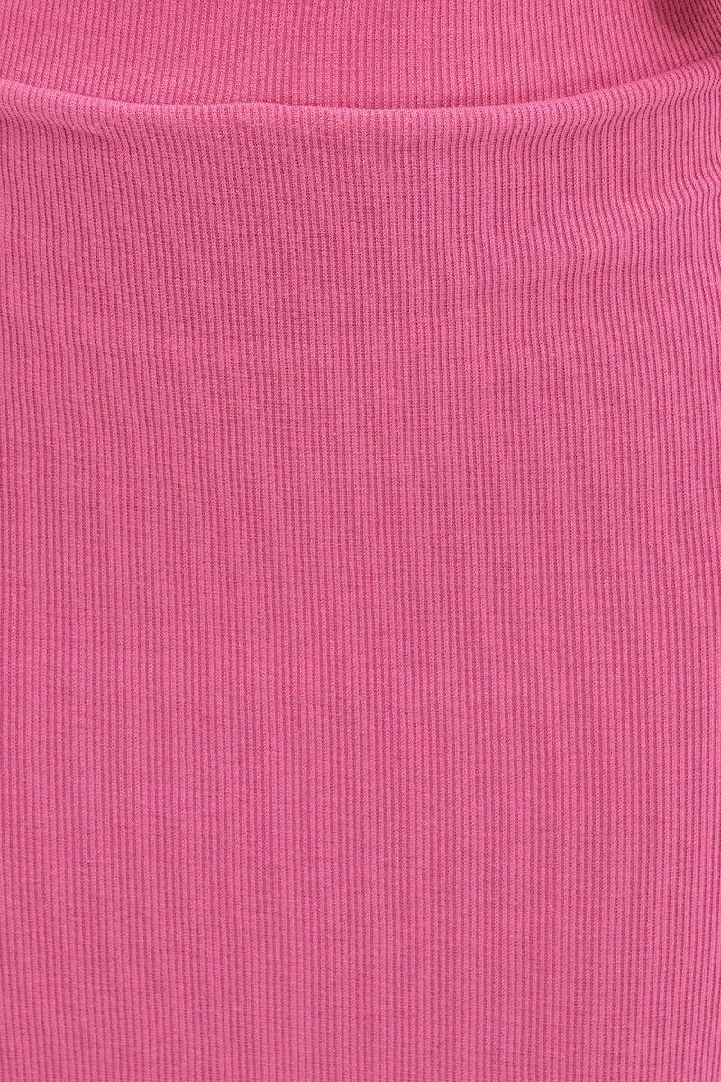 Pink Midi Skirt Front Split Jersey - Image 6