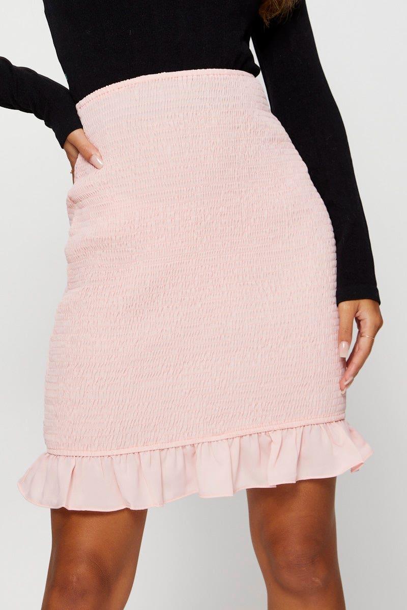 Pink Mini Skirt Mini Shirred Bodycon - Image 3