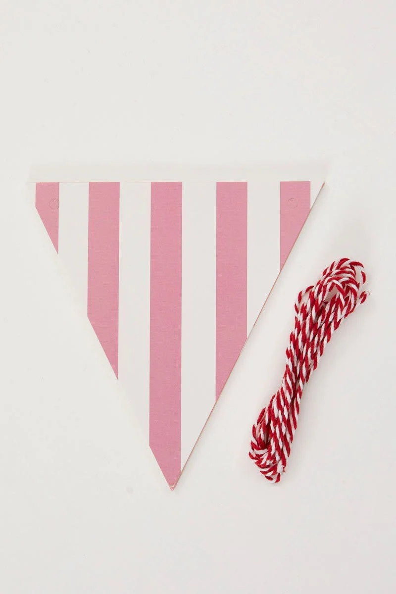 Pink Mixed Polka Dot And Stripe Bunting Banner - Image 2