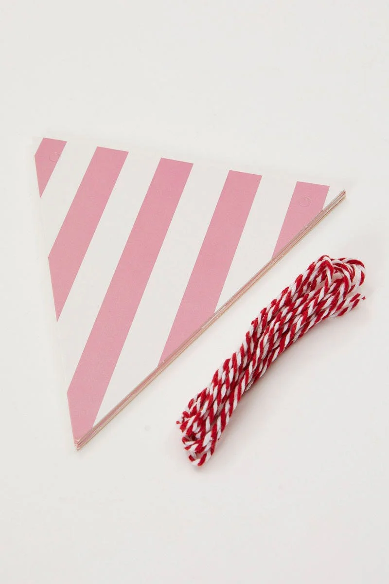Pink Mixed Polka Dot And Stripe Bunting Banner - Image 4