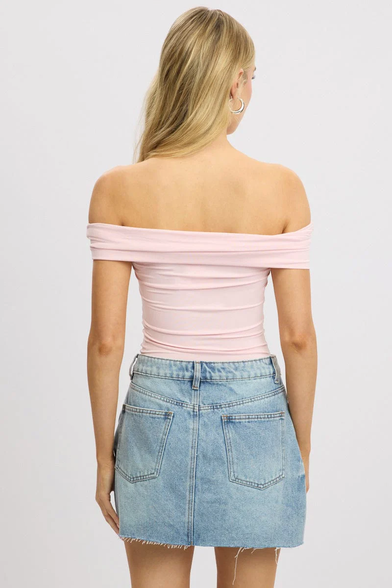 Pink Off Shoulder Top Jersey - Image 5