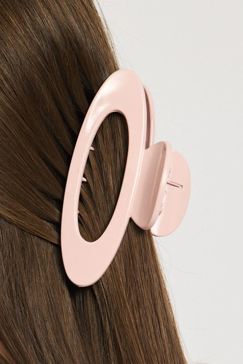 Pink Oval Hair Claw Clip